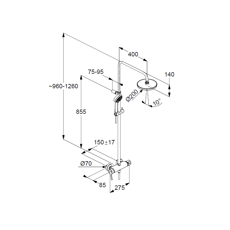 Душевая система Kludi Logo Dual Shower System с душевым смесителем хром
