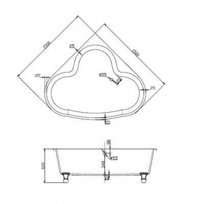 Ванна 150x150см Belbagno BB07 акриловая угловая