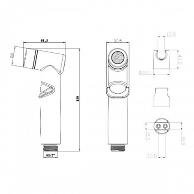 Гигиенический душ для биде черный Lemark LM8088BL