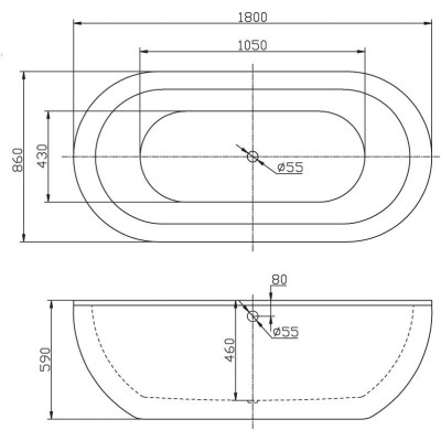 Ванна 180x86х59см Belbagno BB13-1800 отдельностоящая акриловая