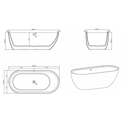 Ванна 180x82х59см Belbagno BB203-1800-830 отдельностоящая акриловая