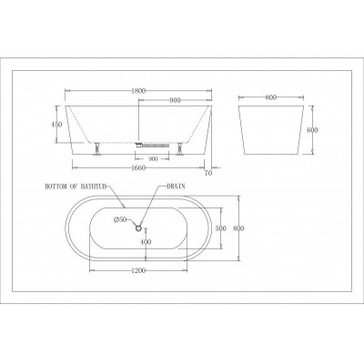Ванна 180x80х60см Belbagno BB71-1800-NERO отдельностоящая акриловая черный глянец