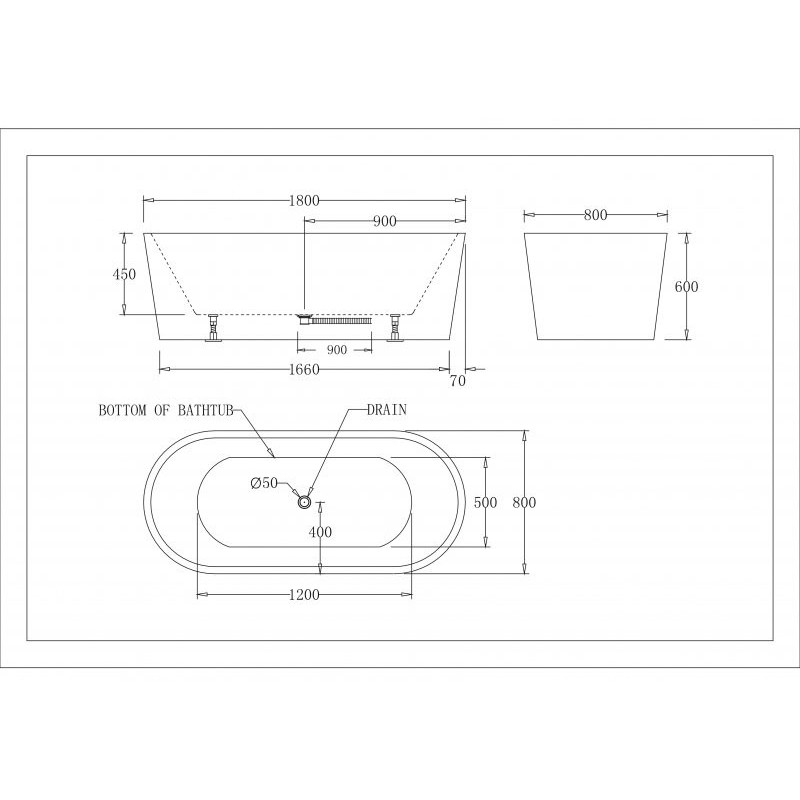 Ванна 180x80х60см Belbagno BB71-1800-NERO отдельностоящая акриловая черный глянец