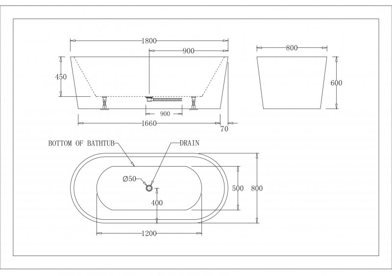 Ванна 180x80х60см Belbagno BB71-1800-NERO отдельностоящая акриловая черный глянец