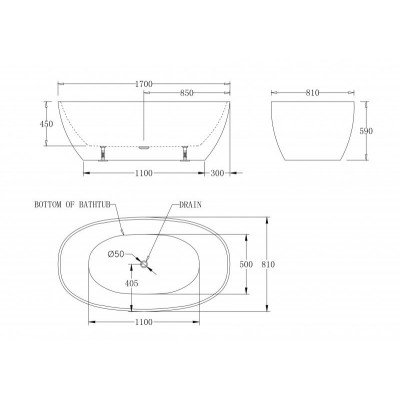 Ванна 170x78х62см Belbagno BB81-1700 отдельностоящая акриловая