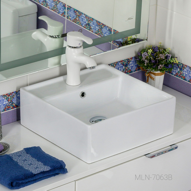 Накладная раковина белая 40х40х15см Melana 7063B-805