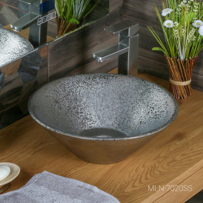 Накладная раковина серебро 42.5х15см Melana 7020SS-805