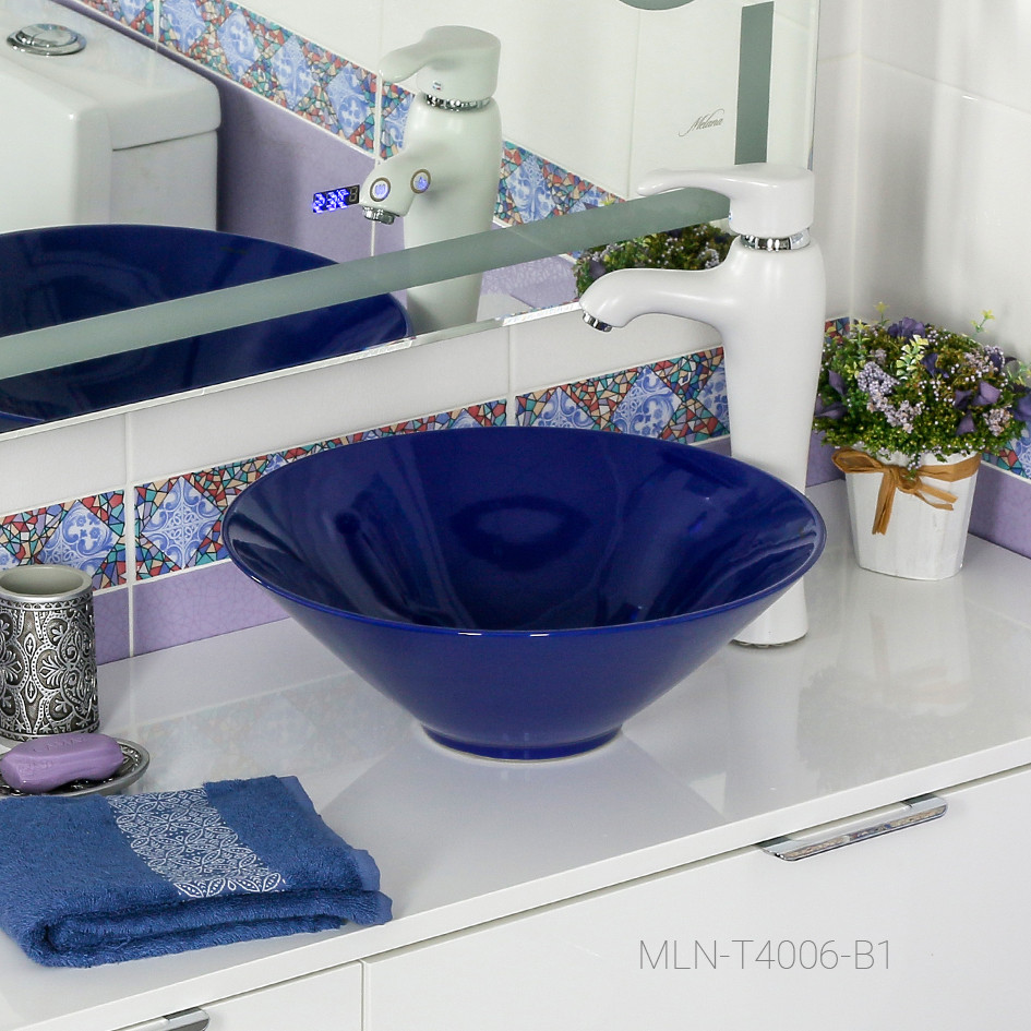 Накладная раковина синяя 40.5х14.5см Melana T4006-B1-806