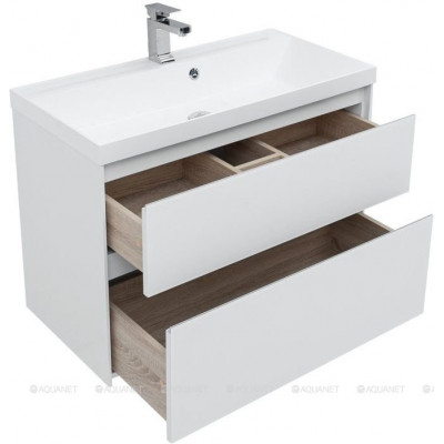 Тумба с раковиной Гласс 90 белая Aquanet