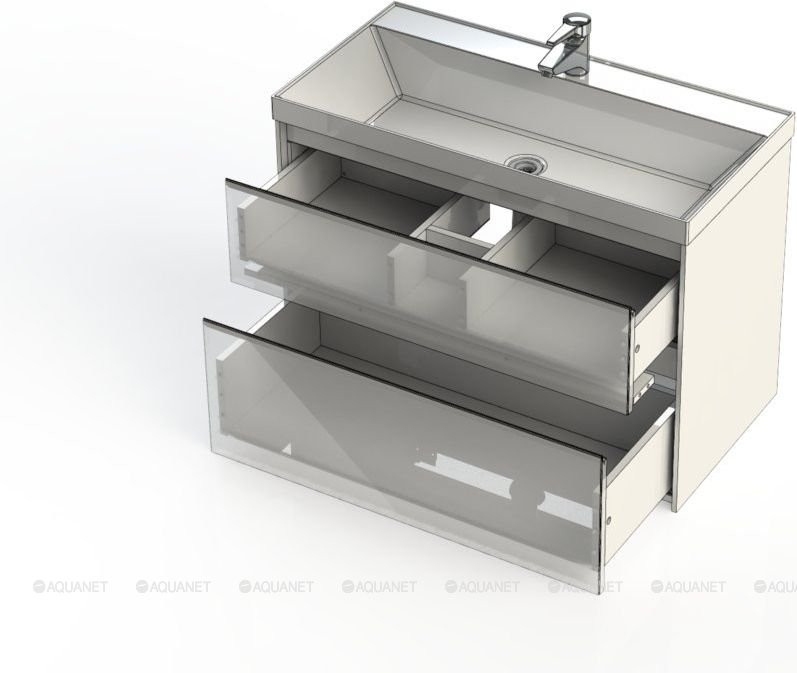 Тумба с раковиной Гласс 90 белая Aquanet