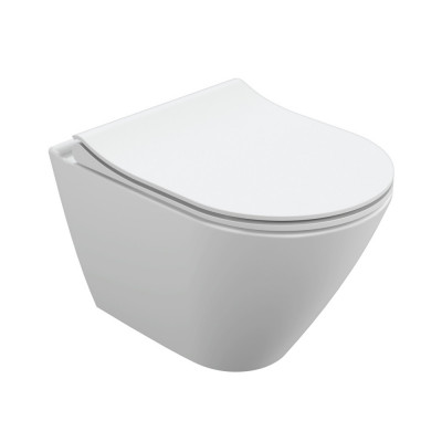 Подвесной унитаз Cersanit City Oval Clean On DPL EO Slim, безободковый, сидение тонкое, микролифт, быстросъемное