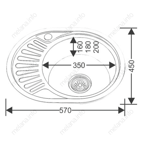 Мойка из нержавеющей стали 57х45х18см хром Melana 152D t (*12)