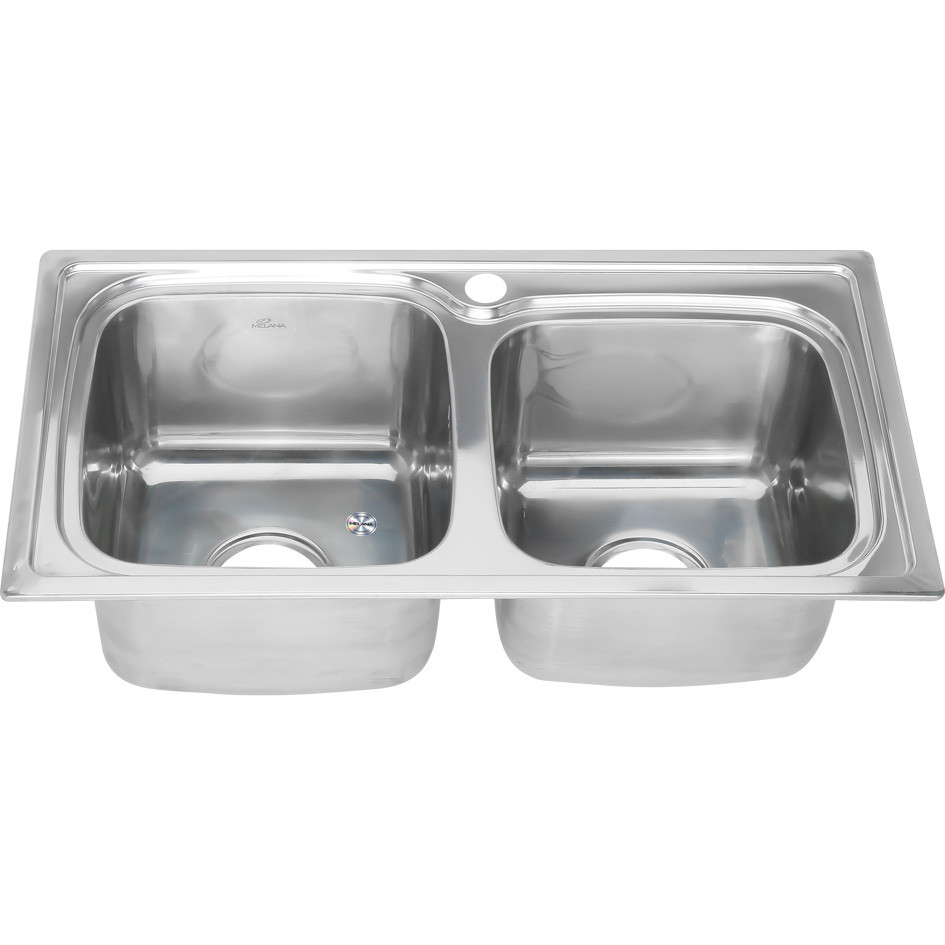 Мойка из нержавеющей стали двойная 72х39х40см хром Melana 028 t (*8)