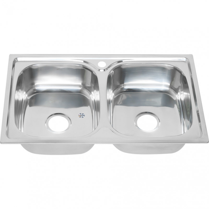 Мойка из нержавеющей стали двойная 81х48х40см хром Melana 239 t (*8)