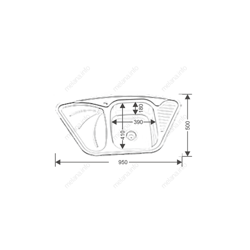 Мойка из нержавеющей стали 95х50х18см хром Melana 222 A t (*7)
