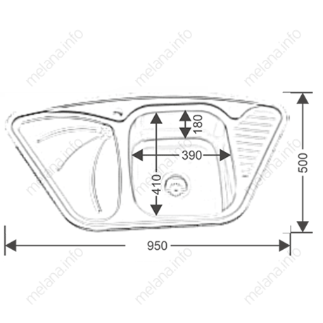 Мойка из нержавеющей стали 95х50х18см хром Melana 222 A t (*7)
