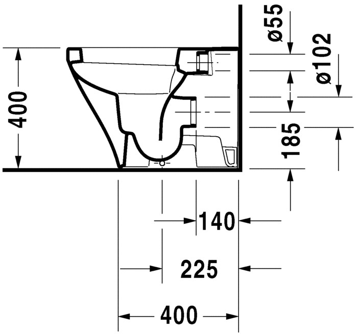 Унитаз напольный Duravit DuraStyle 370x570мм, 4.5л, белый Alpin, с WonderGliss, 215009