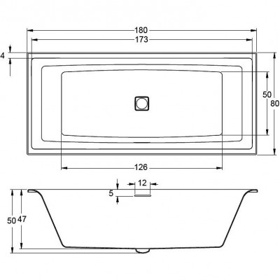 Акриловая ванна отдельностоящая с подсветкой 180x80x50см Riho STILL SQUARE LED 180x80 L