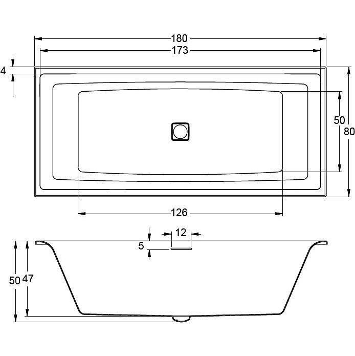 Акриловая ванна отдельностоящая с подсветкой 180x80x50см Riho STILL SQUARE LED 180x80 L