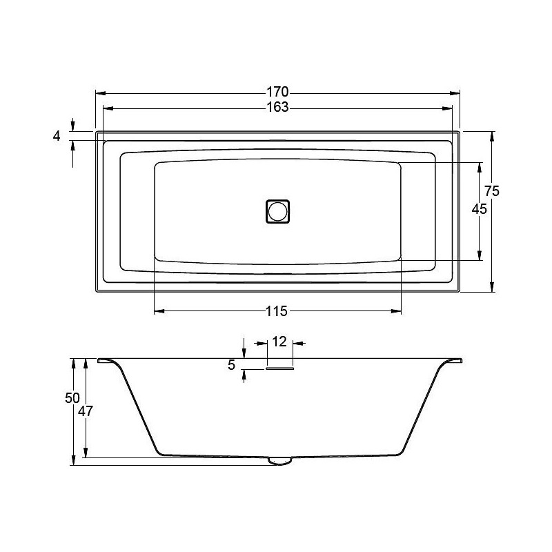 Акриловая ванна отдельностоящая с подсветкой левая 170x75x50см Riho STILL SQUARE LED 170x75 L