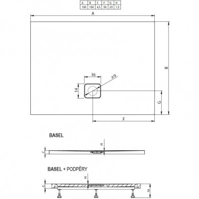 Душевой поддон акриловый черный 100x100x4.5см RIHO Basel 430
