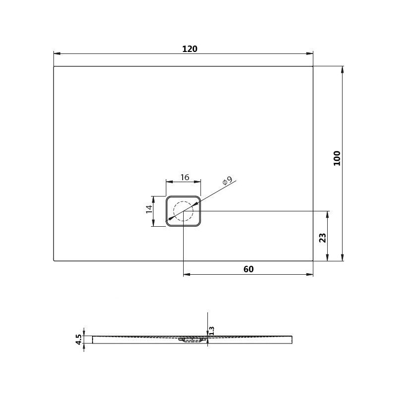 Душевой поддон акриловый белый 120x100x4.5см RIHO Basel 432