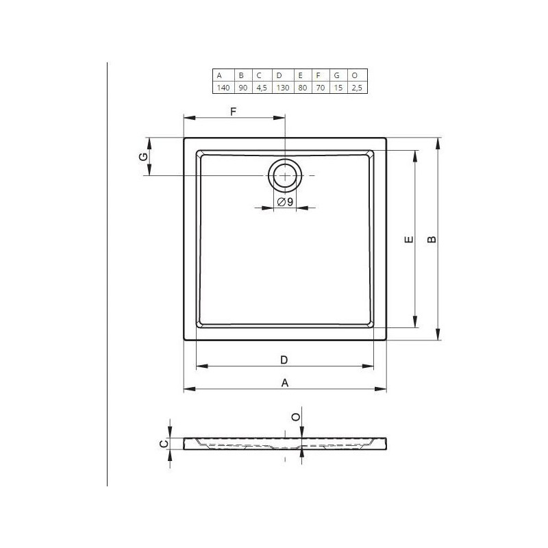 Душевой поддон акриловый белый 140x90x4.5см RIHO Zurich 256