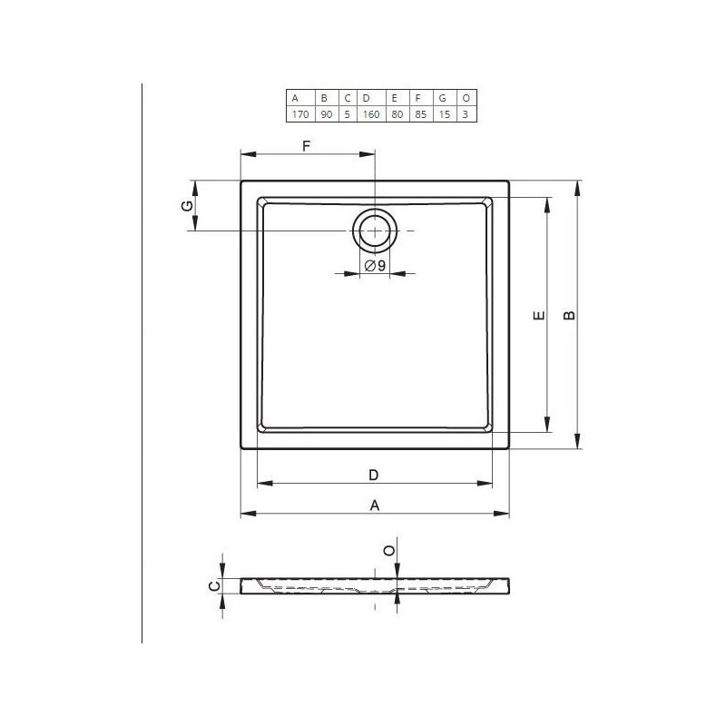 Душевой поддон акриловый белый 170x90x4.5см RIHO Zurich 266