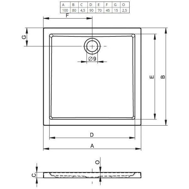 Душевой поддон акриловый белый 100x80x4.5см RIHO Zurich 272