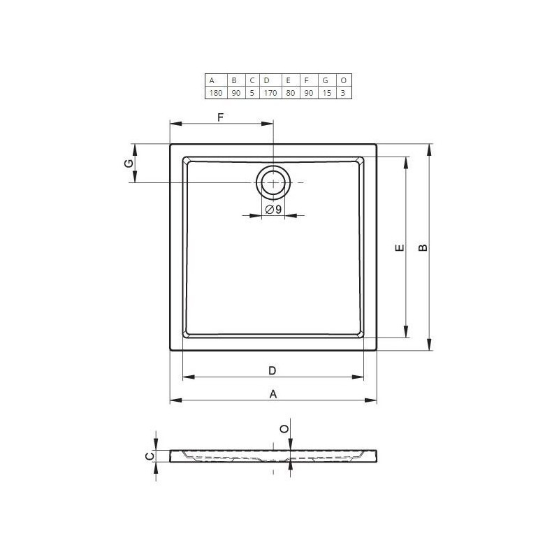 Душевой поддон акриловый белый 180x90x4.5см RIHO Zurich 276