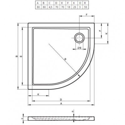 Душевой поддон акриловый белый 80x80x4.5см RIHO Zurich 278