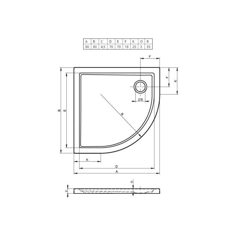 Душевой поддон акриловый белый 120x120x4.5см RIHO Zurich 288