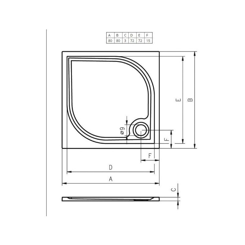 Душевой поддон из мрамора белый 80x80x3см RIHO Kolping DB20
