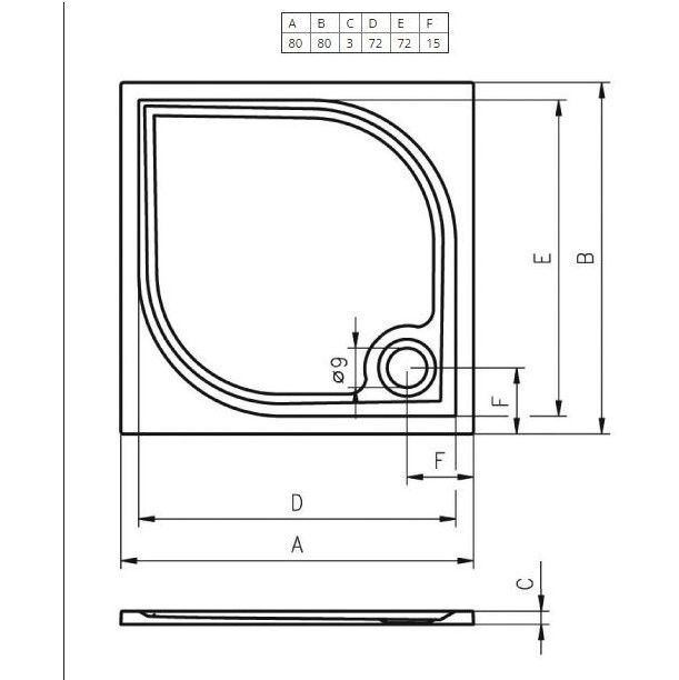 Душевой поддон из мрамора белый 80x80x3см RIHO Kolping DB20