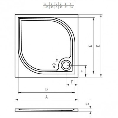 Душевой поддон из мрамора белый 100x90x3см RIHO Kolping DB32