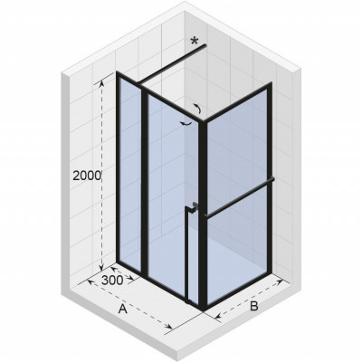Душевой уголок черный 120х80x200см Riho LUCID GD203