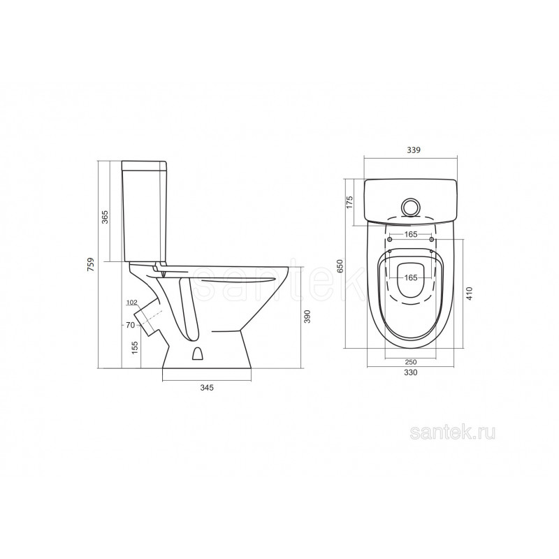 Бачок Santek Лига/Уно с крышкой 1WH301856