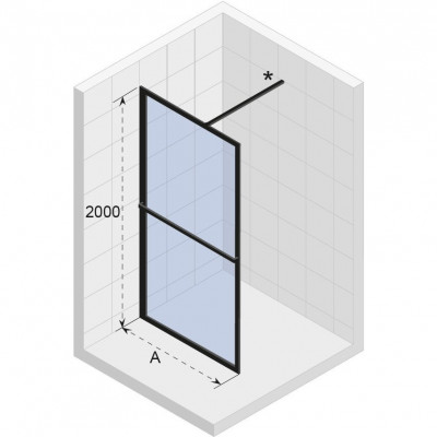 Душевая перегородка черная 100х200см Riho Lucid GD400