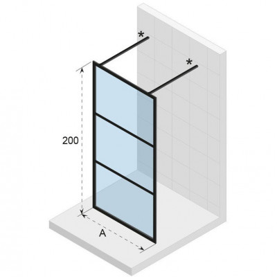 Душевая перегородка черная 140х200см Riho Grid GB401