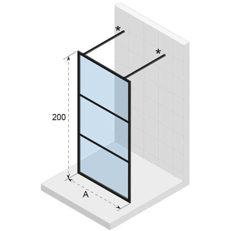 Душевая перегородка черная 120х200см Riho Grid GB401