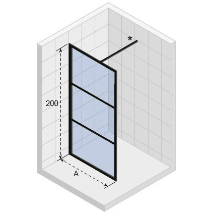 Душевая перегородка черная 140х200см Riho Grid GB400