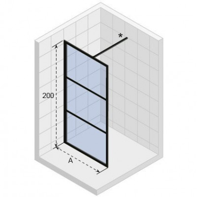 Душевая перегородка черная 90х200см Riho Grid GB400