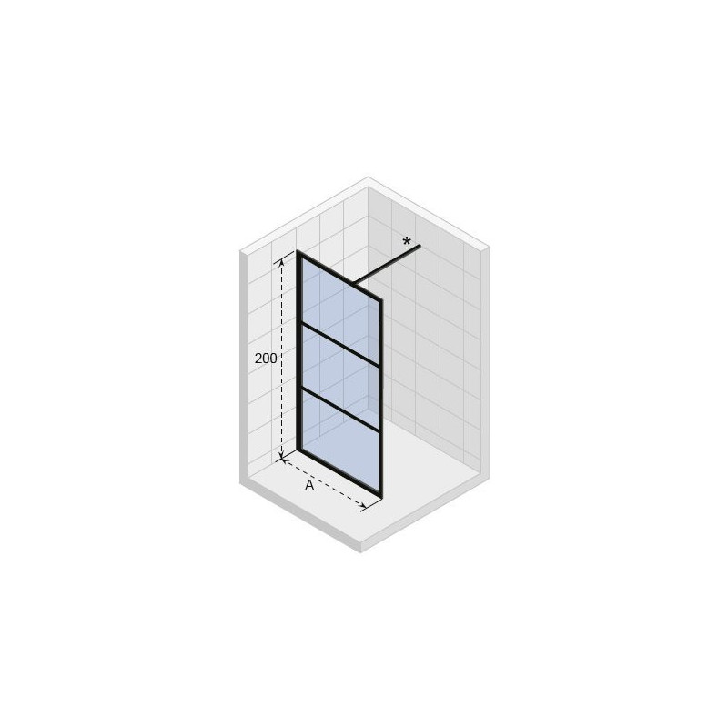 Душевая перегородка черная 90х200см Riho Grid GB400