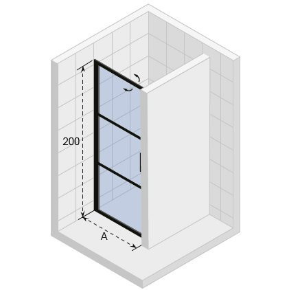 Душевая перегородка черная 120х200см Riho Grid GB104
