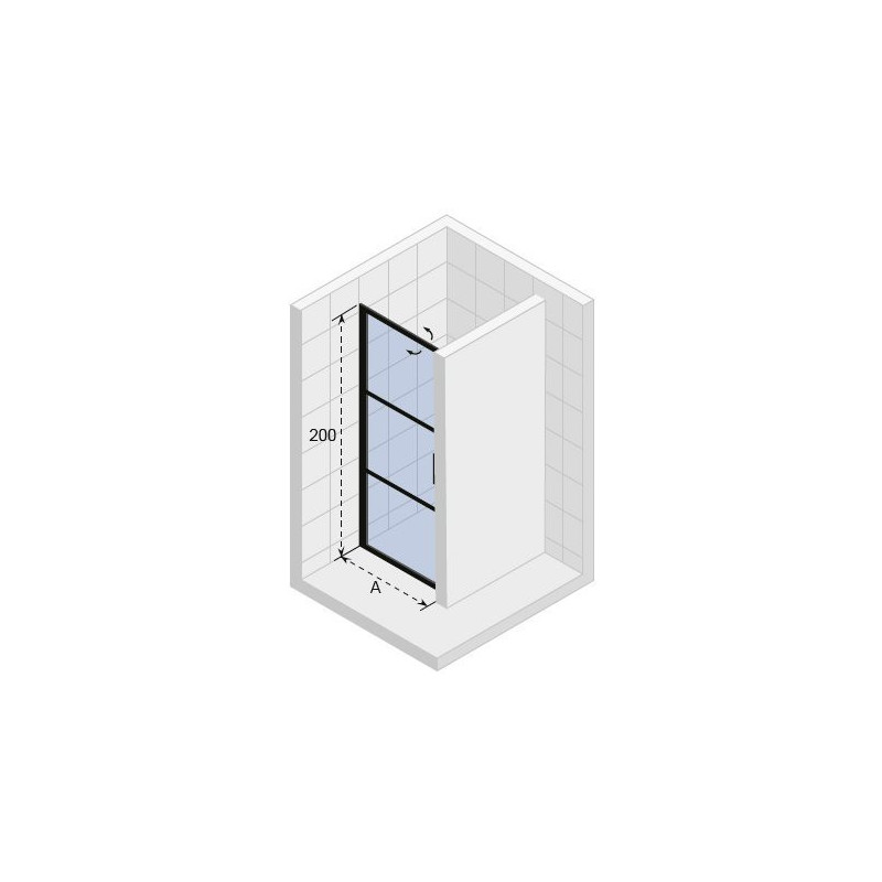 Душевая перегородка черная 130х200см Riho Grid GB104