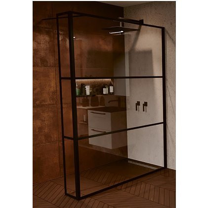 Душевая перегородка черная 90х200см Riho Grid GB402