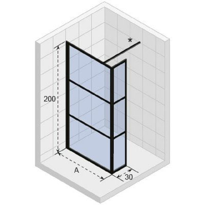 Душевая перегородка черная 90х200см Riho Grid GB402