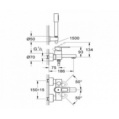 Смеситель для ванны, Quadra, с аксессуарами, Grohe 32639000
