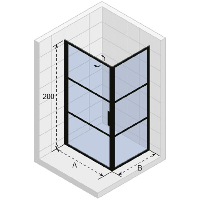 Душевой уголок черный 90х80x200см Riho GRID GB201