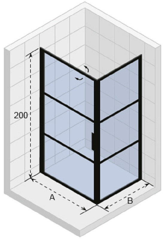 Душевой уголок черный 80х100x200см Riho GRID GB201